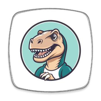 dinosaure kawaii dessin animé personnage animal visage d’animal de compagnie - Magnet carré - blanc - Devant