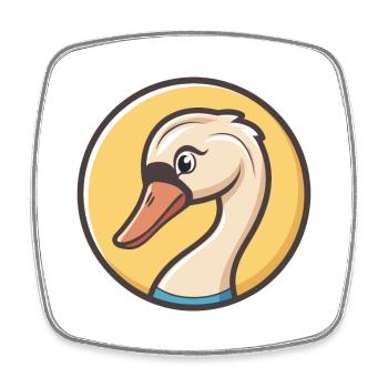 cygne kawaii dessin animé personnage animal visage d’animal - Magnet carré - blanc - Devant