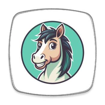 Pferd Kawaii Cartoon Figur Tier Haustier Gesicht - Viereckiger Kühlschrankmagnet - Weiß - Vorne