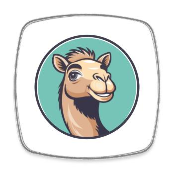 Camel Kawaii Dessin animé Personnage Animal Animal Visage - Magnet carré - blanc - Devant