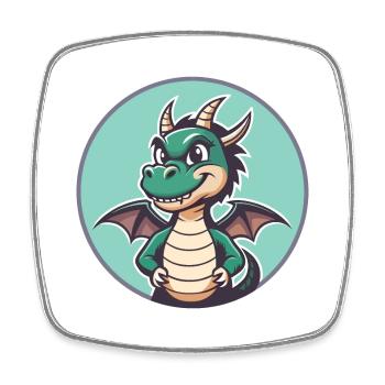 Dragon Kawaii Cartoon Character Animal Pet Face - Square fridge magnet - white - Front