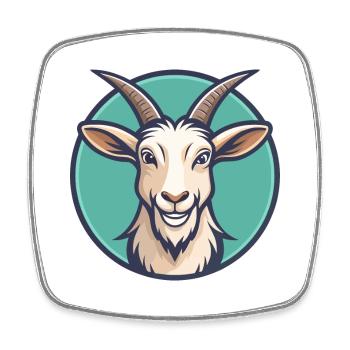 Chèvre Kawaii Dessin animé Personnage Animal Animal Visage - Magnet carré - blanc - Devant