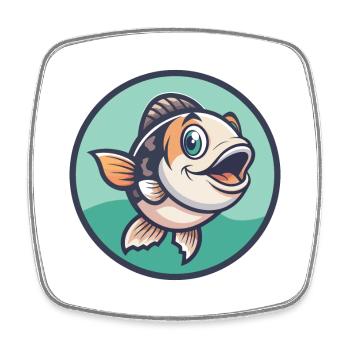 Poisson Kawaii Dessin animé Personnage Animal Animal Visage - Magnet carré - blanc - Devant
