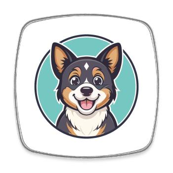 chien kawaii dessin animé personnage animal animal visage - Magnet carré - blanc - Devant