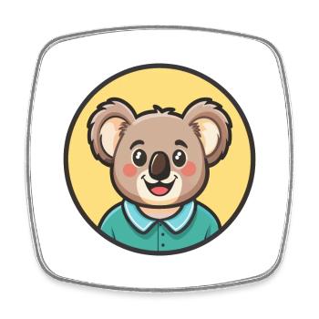 Koala Kawaii Cartoon Figur Tier Haustier Gesicht - Viereckiger Kühlschrankmagnet - Weiß - Vorne