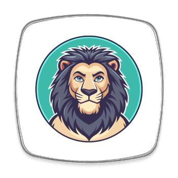 Lion Kawaii Dessin Animé Personnage Animal Animal Visage - Magnet carré - blanc - Devant