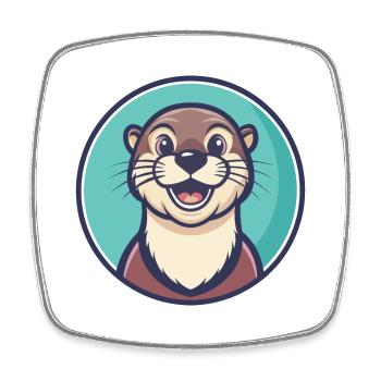 loutre kawaii dessin animé personnage animal visage d’animal - Magnet carré - blanc - Devant