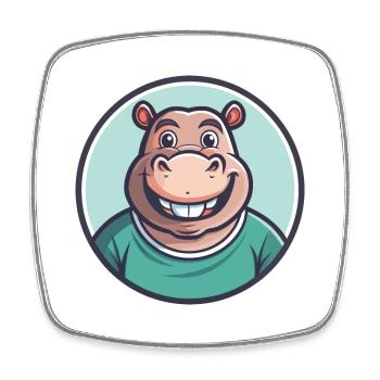 Nilpferd Kawaii Cartoon Figur Tier Haustier Gesicht - Viereckiger Kühlschrankmagnet - Weiß - Vorne