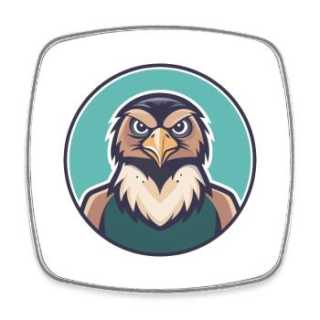 Hawk Kawaii Dessin animé Personnage Animal Animal Visage - Magnet carré - blanc - Devant