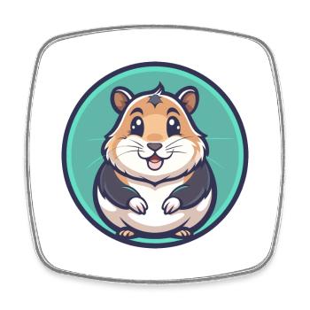 Hamster Kawaii Dessin animé Personnage Animal Visage D’animal - Magnet carré - blanc - Devant