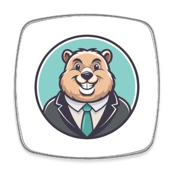 Murmeltier Kawaii Cartoon Figur Tier Haustier Gesicht - Viereckiger Kühlschrankmagnet - Weiß - Vorne