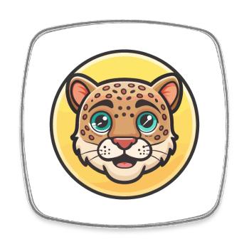 Léopard Kawaii Dessin animé Personnage Animal Visage D’animal - Magnet carré - blanc - Devant