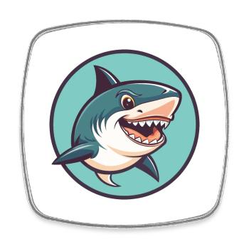 requin kawaii dessin animé personnage animal visage d’animal - Magnet carré - blanc - Devant