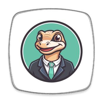 Lizard Kawaii Cartoon Character Animal Pet Face - Square fridge magnet - white - Front