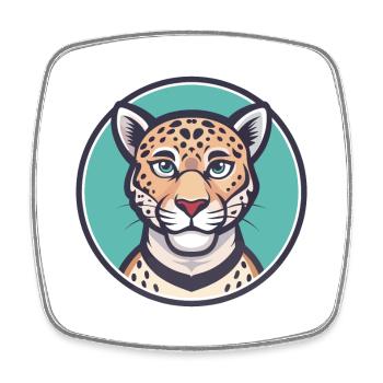 Léopard Kawaii Dessin animé Personnage Animal Visage D’animal - Magnet carré - blanc - Devant