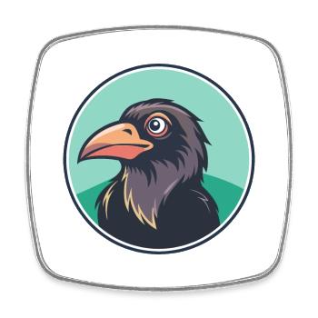 Raven Kawaii Cartoon Character Animal Pet Face - Square fridge magnet - white - Front