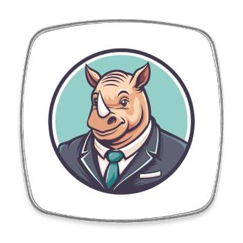 rhinocéros kawaii dessin animé personnage animal visage d’animal de compagnie - Magnet carré - blanc - Devant