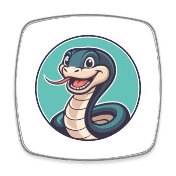 Serpent Kawaii Dessin animé Personnage Animal Animal Visage - Magnet carré - blanc - Devant