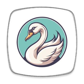 cygne kawaii dessin animé personnage animal visage d’animal - Magnet carré - blanc - Devant