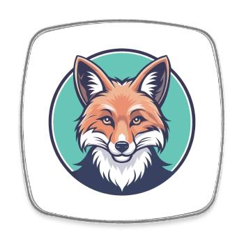 Fox Kawaii Cartoon Character Animal Pet Face - Square fridge magnet - white - Front