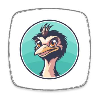 Emu Kawaii Dessin animé Personnage Animal Animal Visage - Magnet carré - blanc - Devant