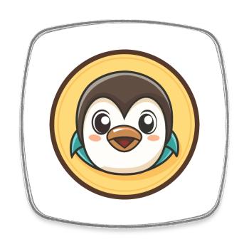 Pingouin Kawaii Dessin animé Personnage Animal Visage D’animal - Magnet carré - blanc - Devant