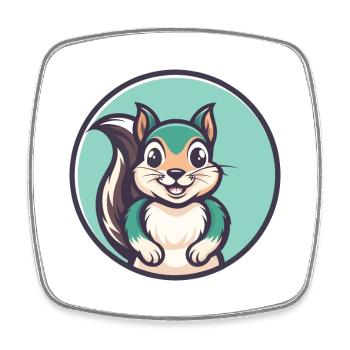 Eichhörnchen Kawaii Cartoon Figur Tier Haustier Gesicht - Viereckiger Kühlschrankmagnet - Weiß - Vorne