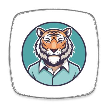 Tigre Kawaii Dessin animé Personnage Animal Animal Visage - Magnet carré - blanc - Devant