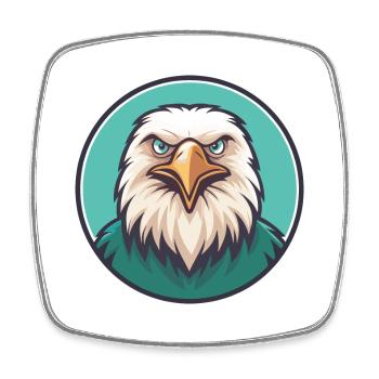 Eagle Kawaii Cartoon Character Animal Pet Face - Square fridge magnet - white - Front