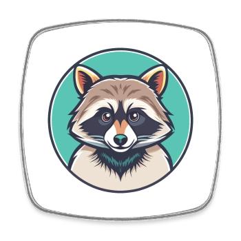 Raccoon Kawaii Cartoon Character Animal Pet Face - Square fridge magnet - white - Front