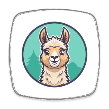 Lama Kawaii Dessin animé Personnage Animal Visage D’animal - Magnet carré - blanc - Devant