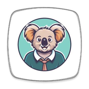 Koala Kawaii Cartoon Figur Tier Haustier Gesicht - Viereckiger Kühlschrankmagnet - Weiß - Vorne