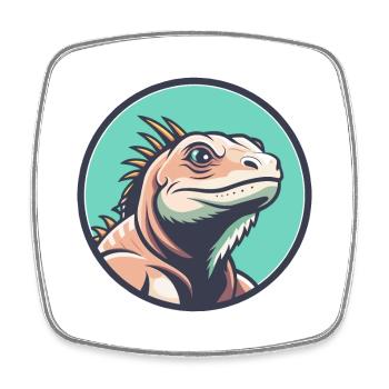 Iguana Kawaii Cartoon Character Animal Pet Face - Square fridge magnet - white - Front