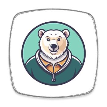 Eisbär Kawaii Cartoon Figur Tier Gesicht - Viereckiger Kühlschrankmagnet - Weiß - Vorne