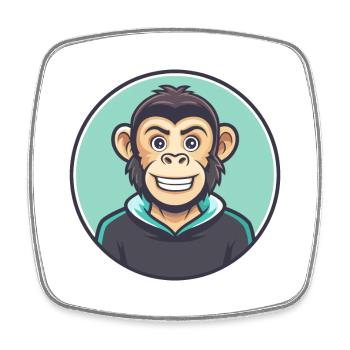 Monkey Kawaii Cartoon Character Animal Pet Face - Square fridge magnet - white - Front