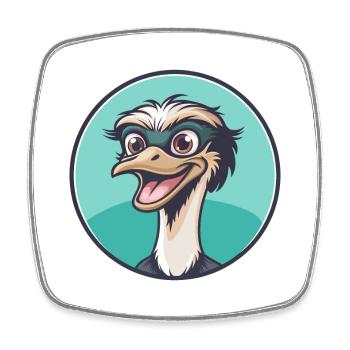 autruche kawaii dessin animé personnage animal visage d’animal - Magnet carré - blanc - Devant