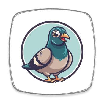 Taube Kawaii Cartoon Figur Tier Haustier Gesicht - Viereckiger Kühlschrankmagnet - Weiß - Vorne