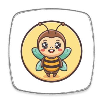 Abeille Kawaii Dessin Animé Personnage Animal Animal Visage - Magnet carré - blanc - Devant