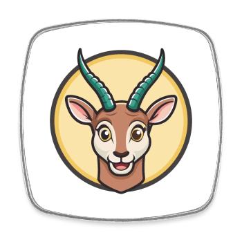 Antelope Kawaii Cartoon Character Animal Pet Face - Square fridge magnet - white - Front