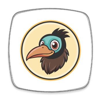 Krähe Kawaii Cartoon Figur Tier Haustier Gesicht - Viereckiger Kühlschrankmagnet - Weiß - Vorne