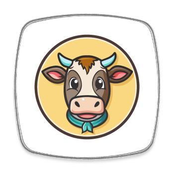 vache kawaii dessin animé personnage animal visage d’animal de compagnie - Magnet carré - blanc - Devant