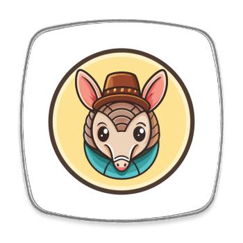 tatou kawaii dessin animé personnage animal visage d’animal - Magnet carré - blanc - Devant