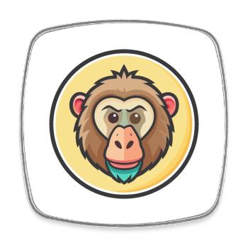 Babouin Kawaii Dessin animé Personnage Animal Animal Visage - Magnet carré - blanc - Devant