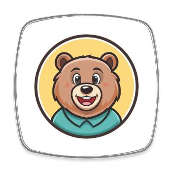 Ours Kawaii Dessin animé Personnage Animal Animal Visage - Magnet carré - blanc - Devant