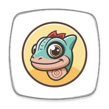 Chameleon Kawaii Cartoon Character Animal Pet Face - Square fridge magnet - white - Front