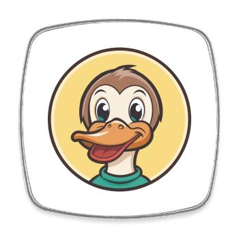 Canard Kawaii Dessin animé Personnage Animal Animal Visage - Magnet carré - blanc - Devant