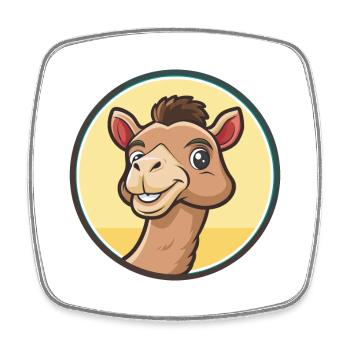 Camel Kawaii Cartoon Character Animal Pet Face - Square fridge magnet - white - Front