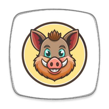 Sanglier Kawaii Dessin animé Personnage Animal Animal Visage - Magnet carré - blanc - Devant