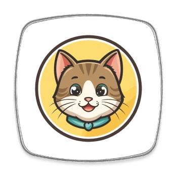Chat Kawaii Dessin Animé Personnage Animal Animal Visage - Magnet carré - blanc - Devant