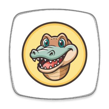 Crocodile Kawaii Dessin animé Personnage Animal Animal Visage - Magnet carré - blanc - Devant